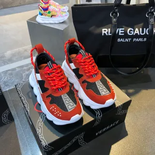 Versace Chain Reaction 锈橙黑白厚底运动鞋