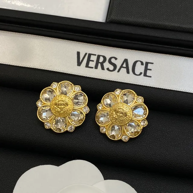 Versace Boucles d'oreilles florales Médusa en cristal à perno 5