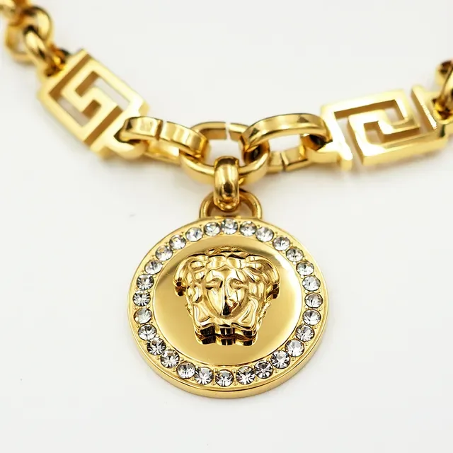 Versace Greca Odissea Medusa ক্রিস্টাল পেন্ডেন্ট সিলভার ব্রেসলেট 7