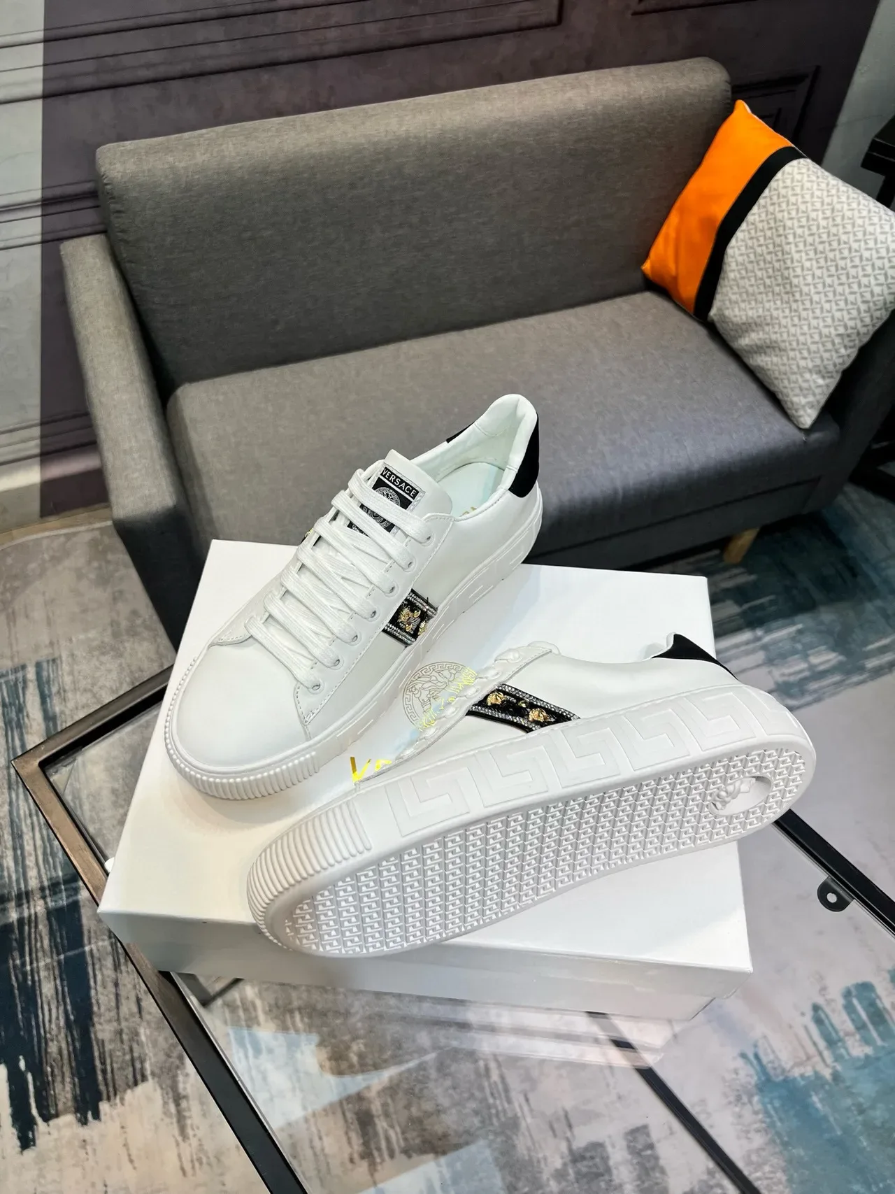 Versace Greca Odissea Brancos Medusa-embelhecido tênis lifestyle 8