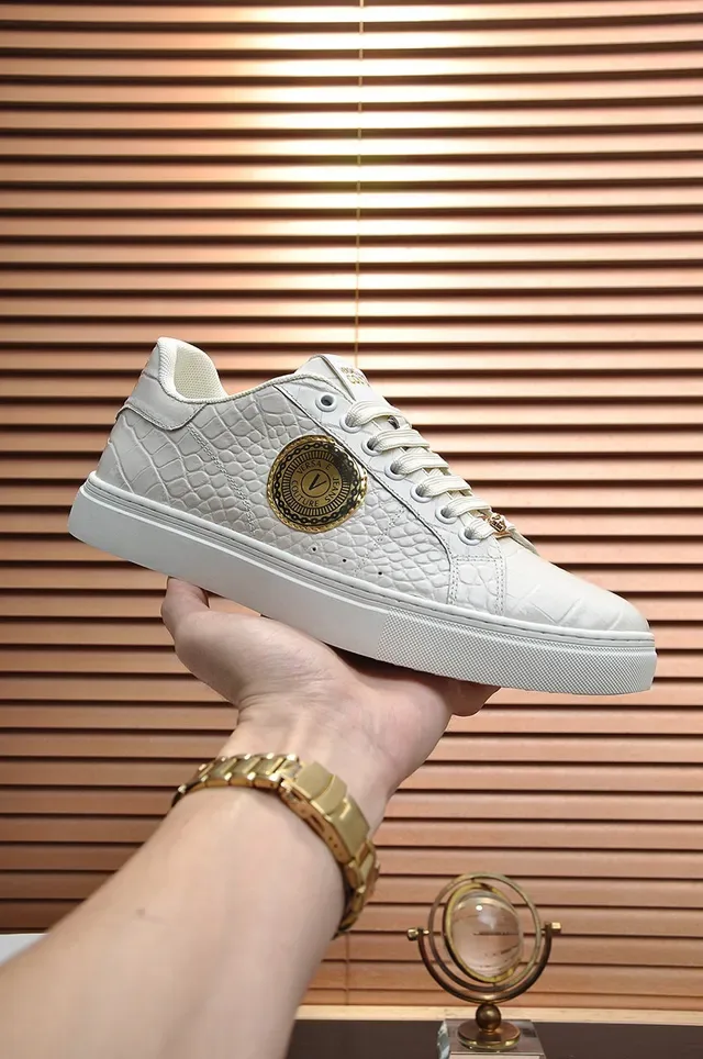 Versace Jeans Couture Croc-Embossed Off-White حذاء سنيكرز أسلوب الحياة 6