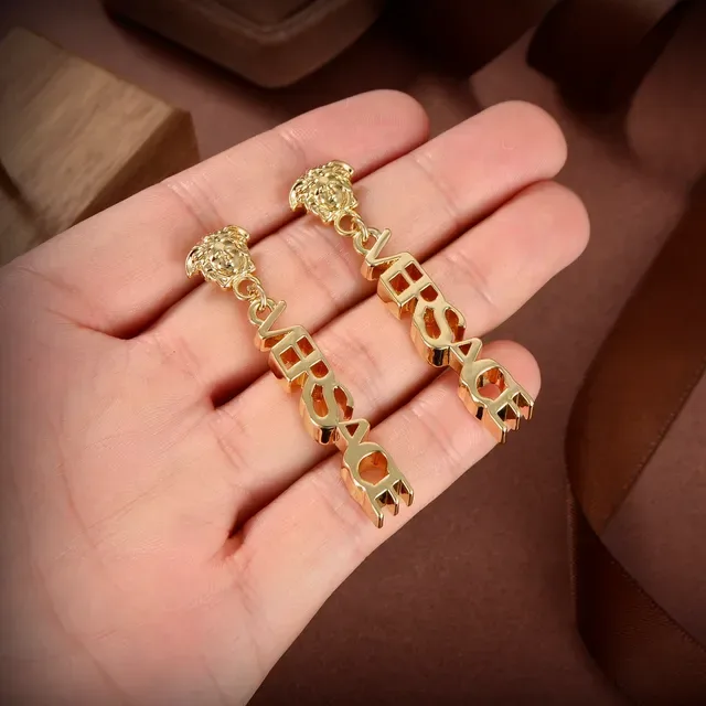 Versace Logotype Lion Head Dangle Earrings 5