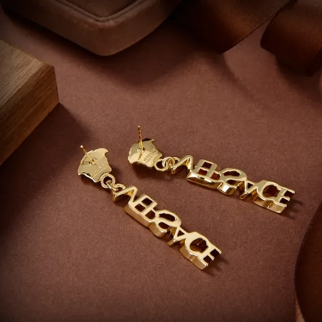 Versace Logotype Lion Head Dangle Earrings 6