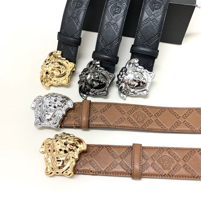 Versace Medusa Embossed Greca Ceinture en cuir noir 2