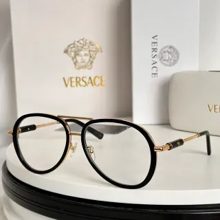 Versace Odissea Black Gold Aviator-Inspired Double Bridge Optical Glasses