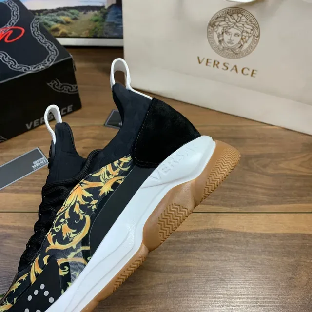 Versace Odissea Black Gold Baroque Print Lifestyle Sneakers 3