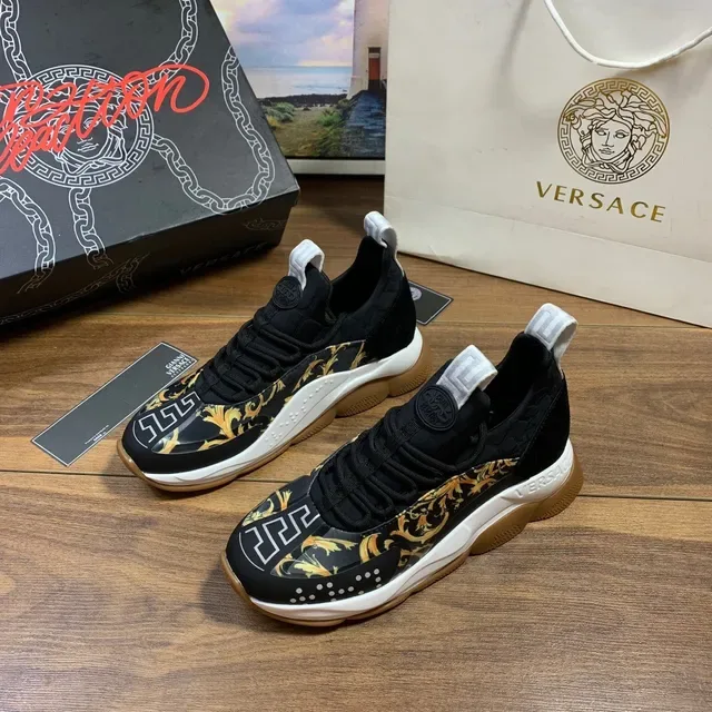 Versace Odissea Black Gold Baroque Print Lifestyle Sneakers 7