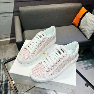 Versace rosa branco Tweed superior Greca-Key meia sola estilo de vida tênis