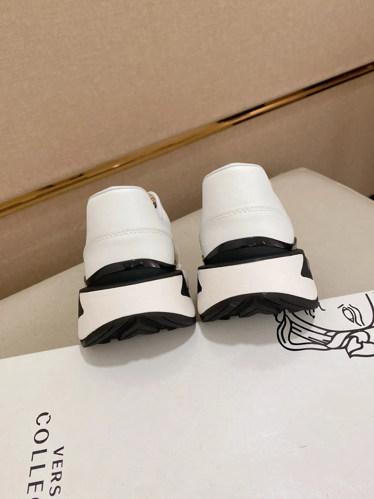 Versace White Gold Medusa-Print Side Panel Baroque Ornamentation Chunky Sneakers 8