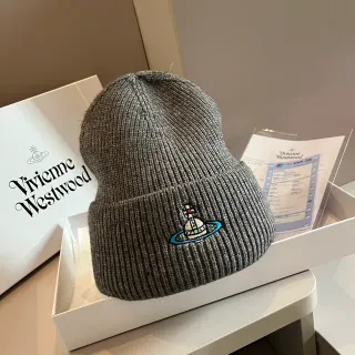 Vivienne Westwood ধূসর নীল রিবড নিট ফোল্ডেড কাফ বিনি