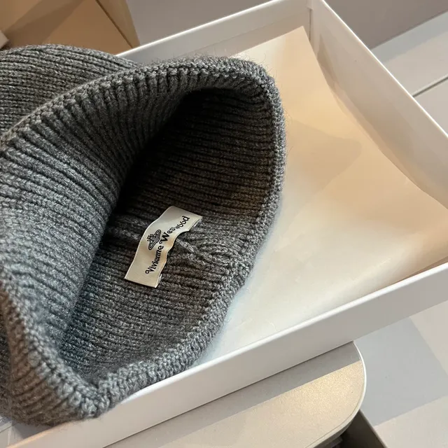 Vivienne Westwood Gris Bleu Tricot côté ourlet replié Bérêt 4