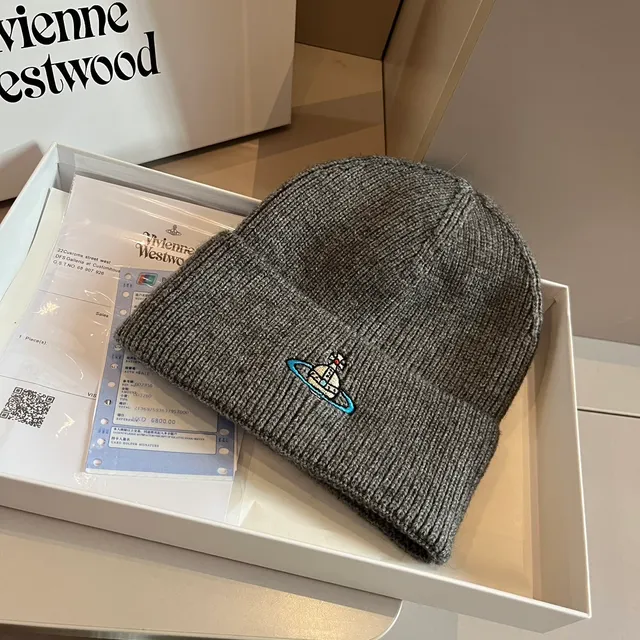 Vivienne Westwood Gris Bleu Tricot côté ourlet replié Bérêt 7