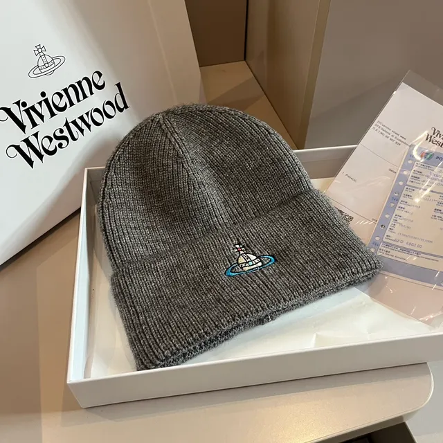 Vivienne Westwood Gris Bleu Tricot côté ourlet replié Bérêt 8