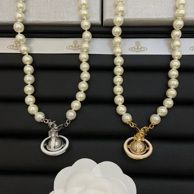 Vivienne Westwood Orb Beige Pink Pearl Strand Pendant Necklace 6