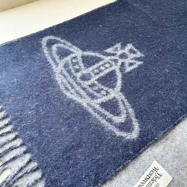 Bufanda Vivienne Westwood Orb Navy y Gray Cashmere 3