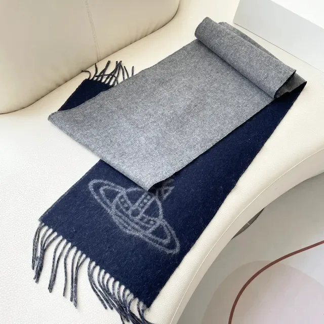 Bufanda Vivienne Westwood Orb Navy y Gray Cashmere 4