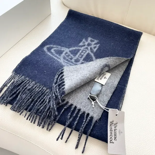 Bufanda Vivienne Westwood Orb Navy y Gray Cashmere 7
