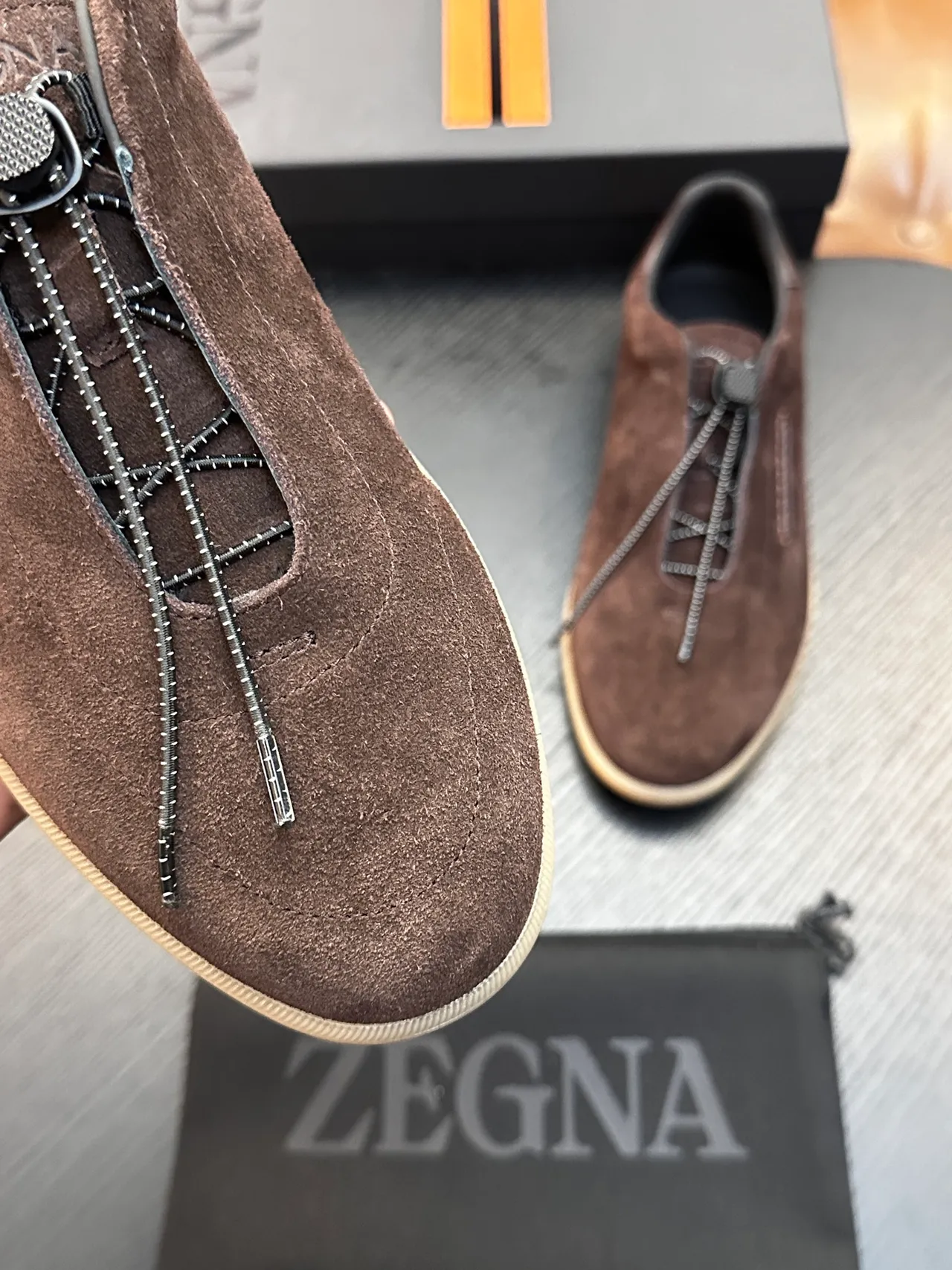 Zegna Brown Beige Suede Upper Side Zipper Closure Loafer 4