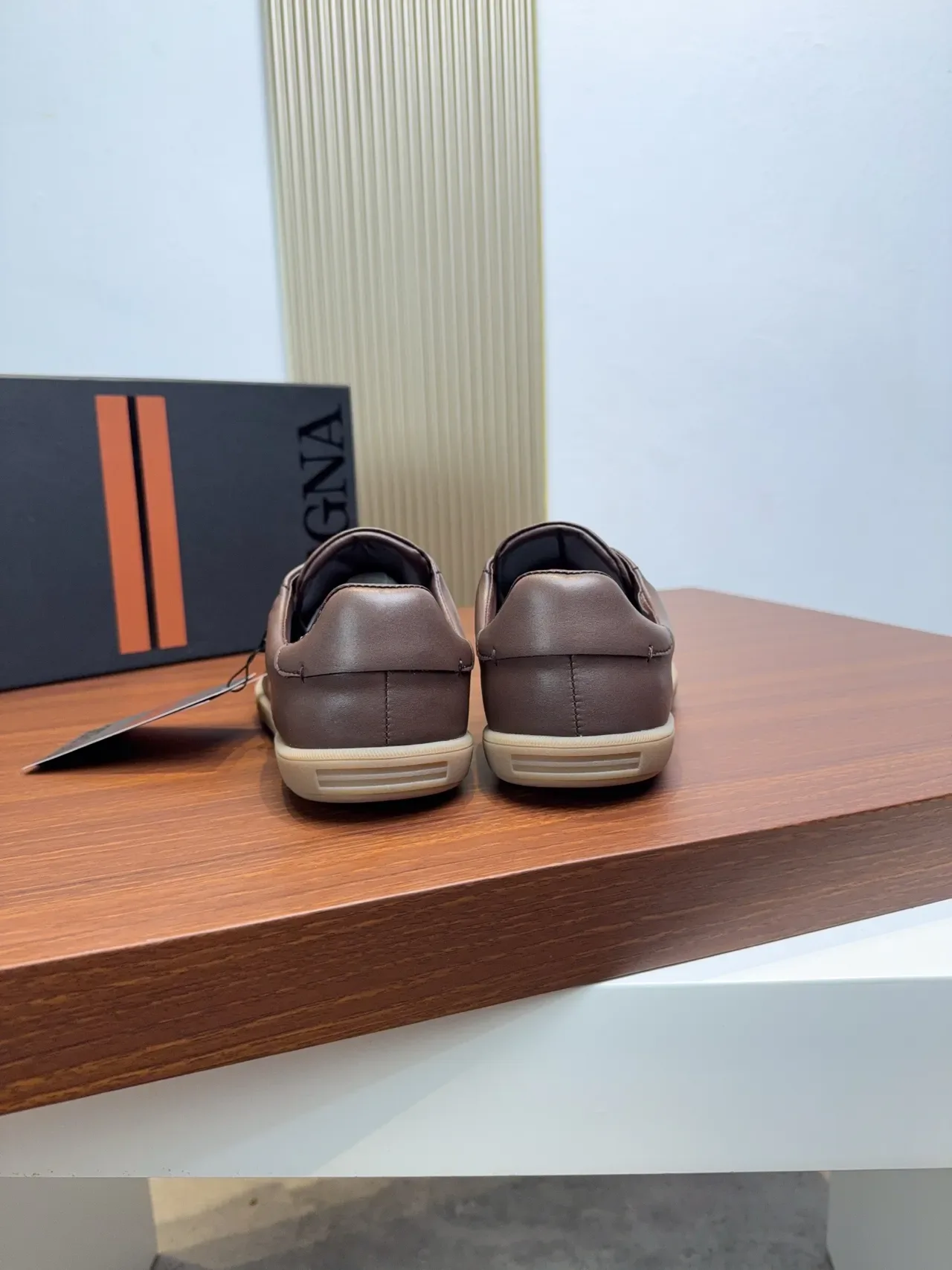 Zegna أحذية جلد بني كاجوال مربوطة 3