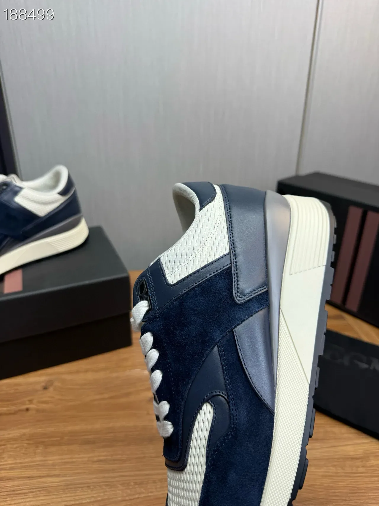 Zegna Navy White Dois Tons Camurça E Malha Superior Híbrida Tênis Lifestyle 3