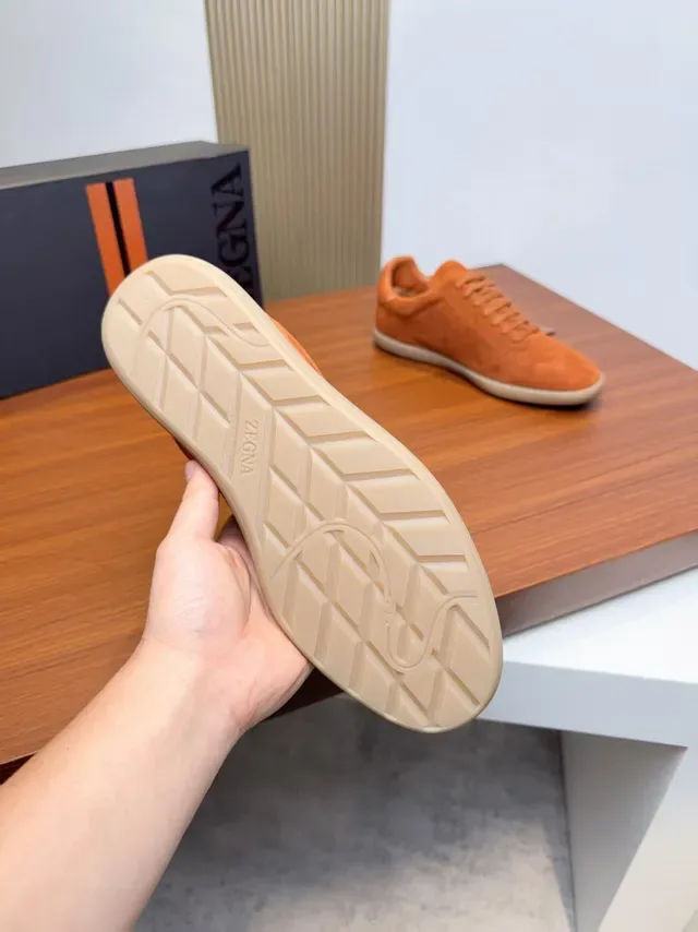 Zegna حذاء لايف ستايل برتقالي سويدي Low-Top 2