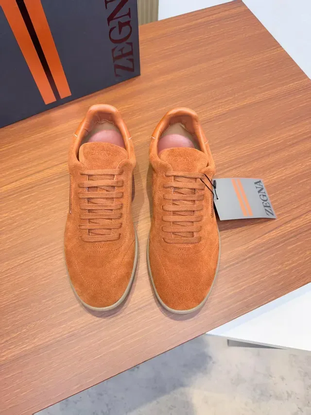 Zegna حذاء لايف ستايل برتقالي سويدي Low-Top 5