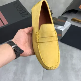 Zegna Yellow Brown Suede Upper Penny Strap Loafer