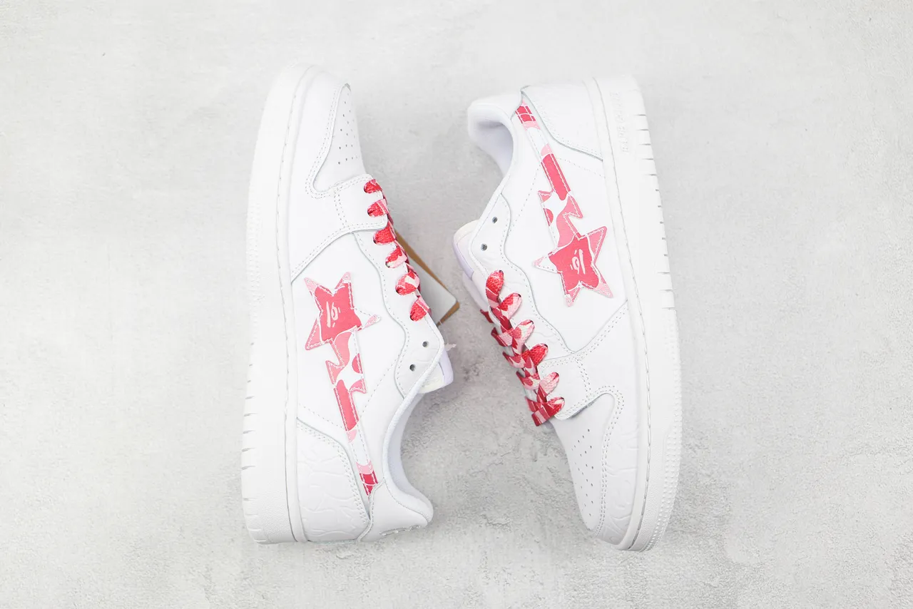 A Bathing Ape BAPE GOOSE blanco rosa estrella zapatillas lifestyle 2