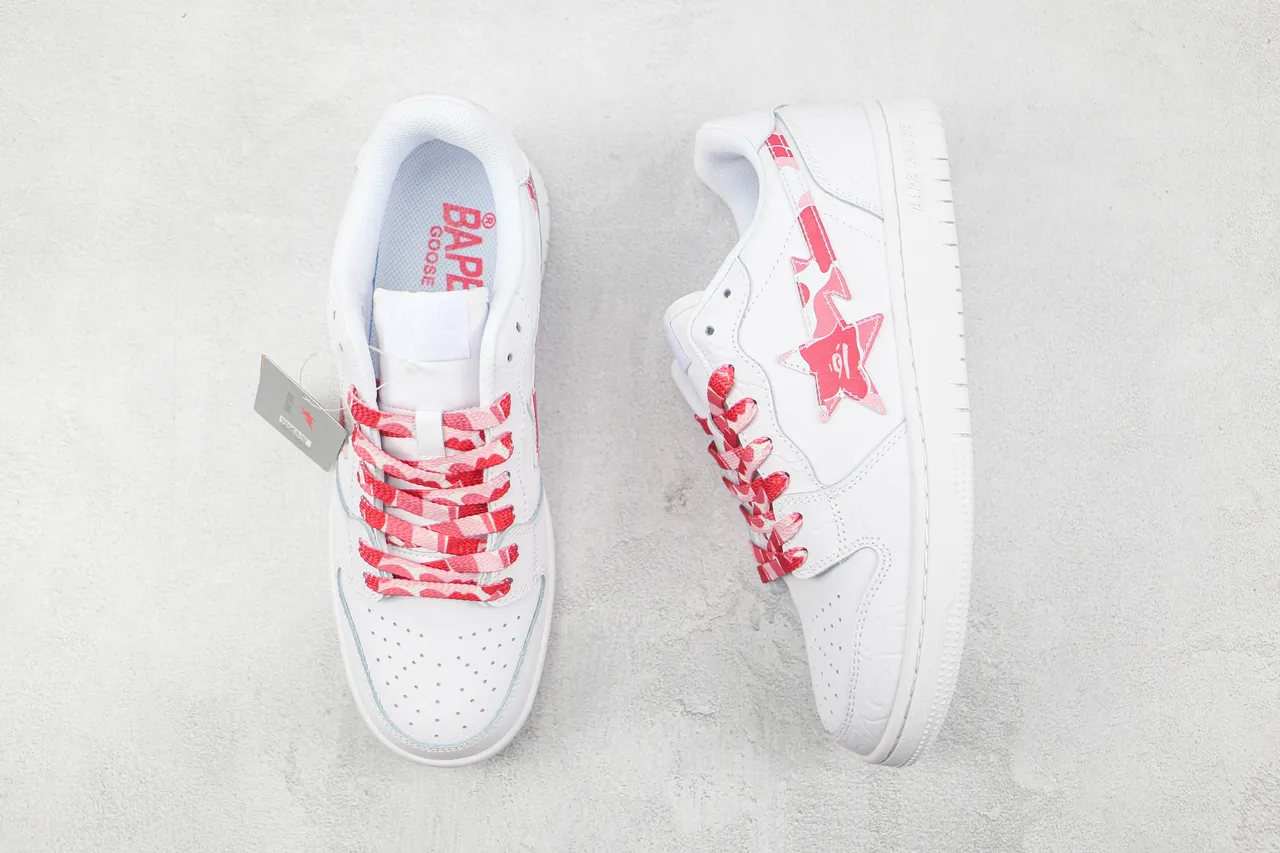 A Bathing Ape BAPE GOOSE blanco rosa estrella zapatillas lifestyle 3