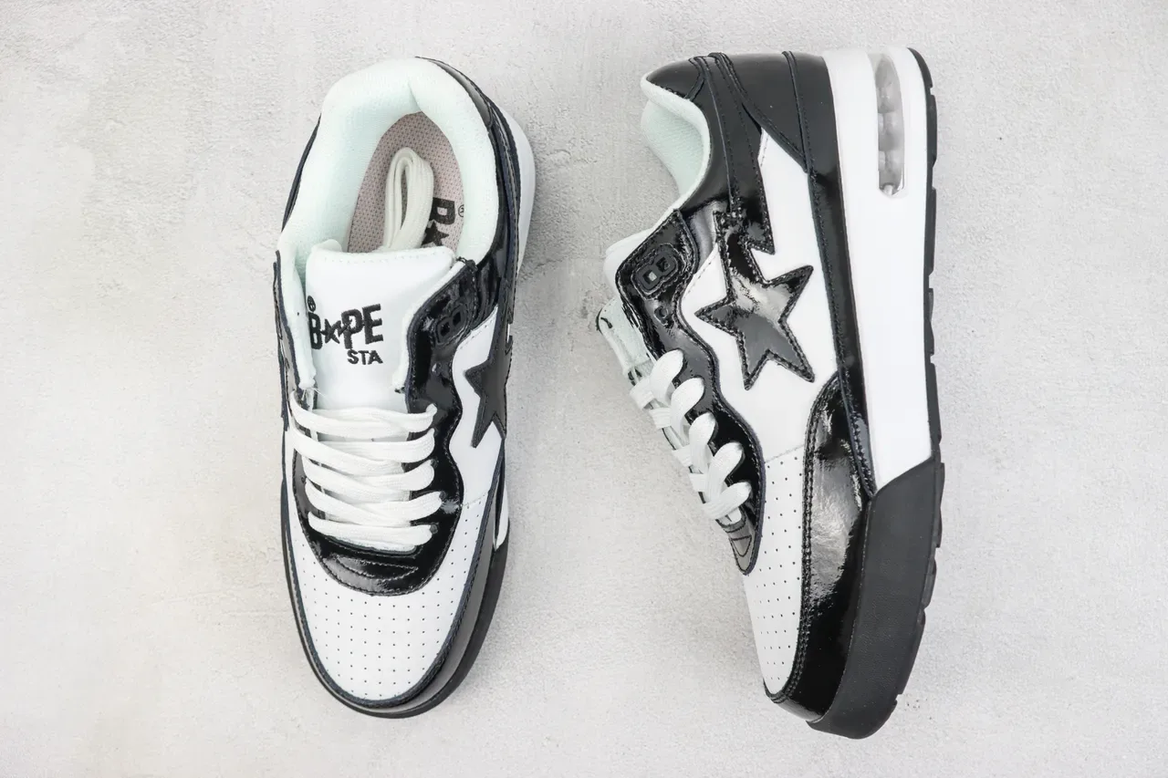 A Bathing Ape BAPE STA Air Black White أحذية رياضية أسلوب حياة 3