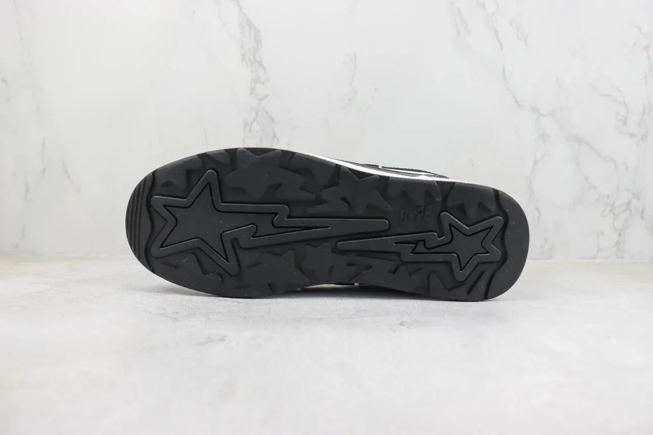 A Bathing Ape BAPE STA Air Black White أحذية رياضية أسلوب حياة 8