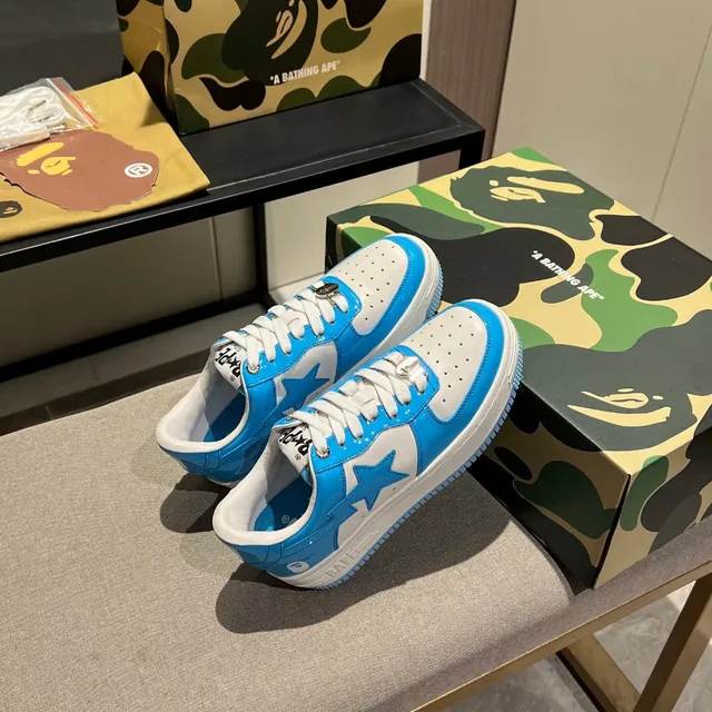 A Bathing Ape BAPE STA নীল এবং সাদা তারকা লোগো লাইফস্টাইল স্নিকার্স 8