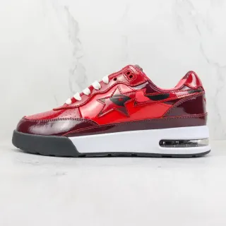A Bathing Ape BAPE STA أحذية رياضية lifestyle براق أحمر بورجوندي