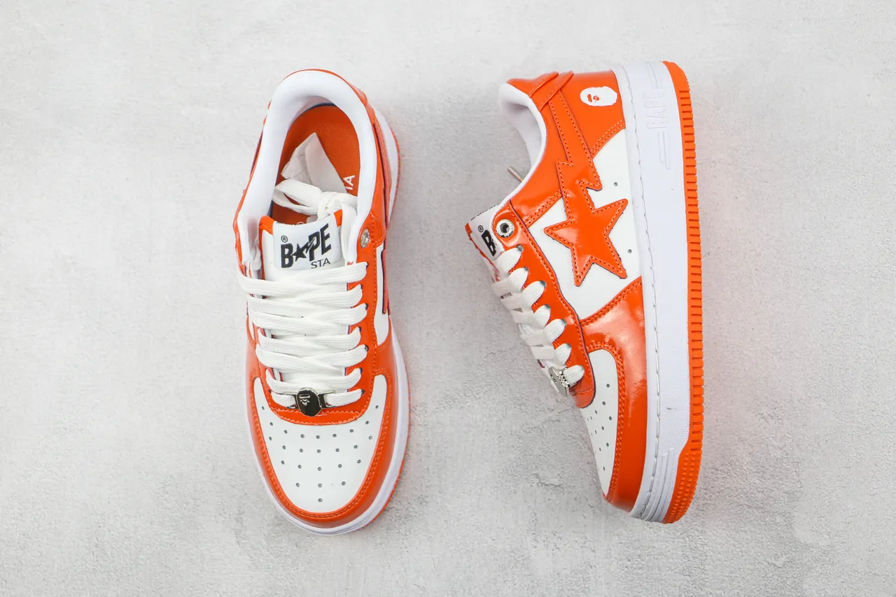 A Bathing Ape BAPE STA أحذية رياضية لايفستايل برتقالي وأبيض 3