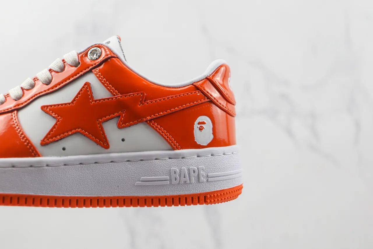 A Bathing Ape BAPE STA أحذية رياضية لايفستايل برتقالي وأبيض 7