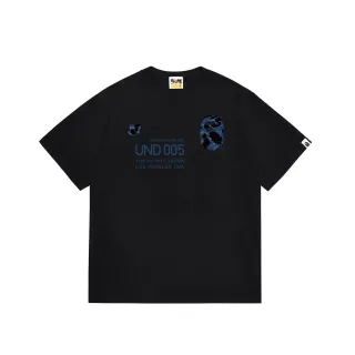 تي شيرت A Bathing Ape طباعة جرافيك رأس مموه أسود أزرق