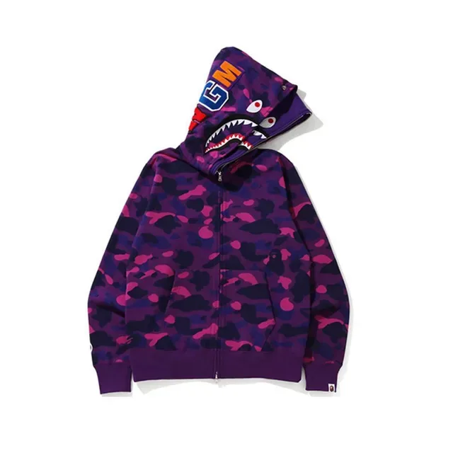 A Bathing Ape Shark काला भूरा फुल जिप हूडी 4
