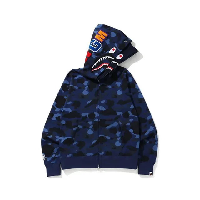 A Bathing Ape Shark काला भूरा फुल जिप हूडी 5
