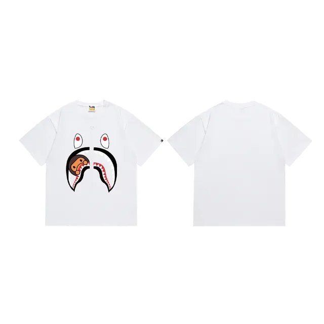 A Bathing Ape Sweat à Capuche Requin Noir et Blanc Imprimé Graphique Détail Fermeture Éclair T-shirt 4