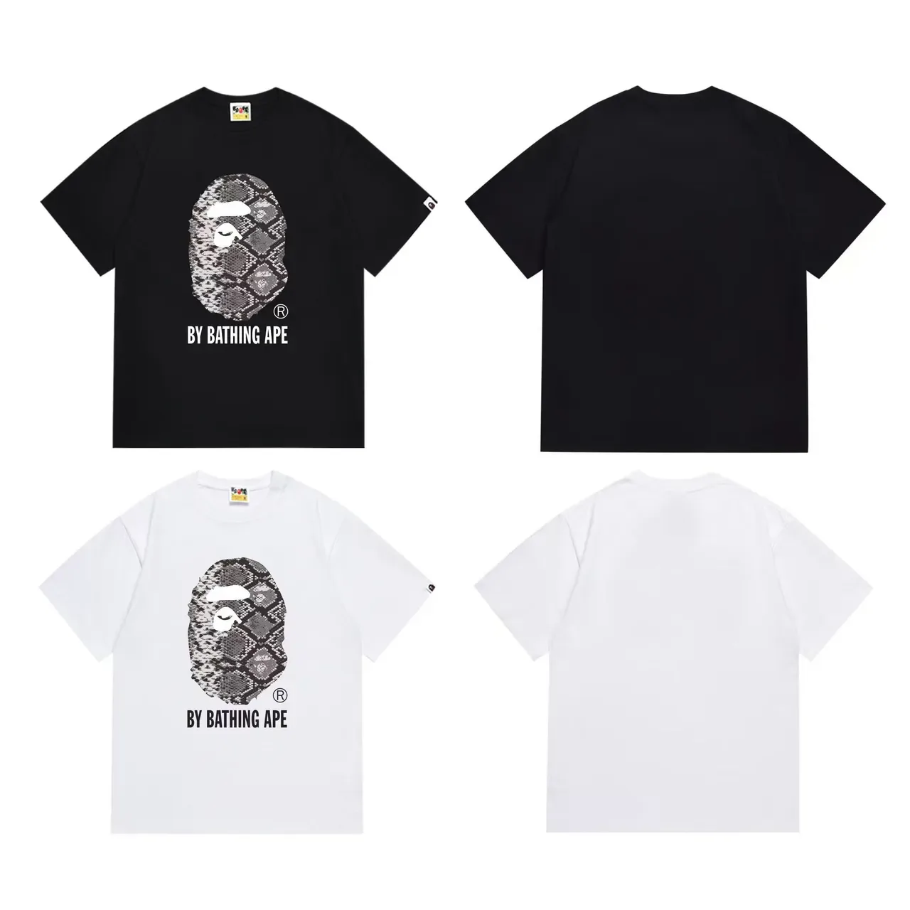 تي شيرت جرافيك A Bathing Ape رأس القرد بنقشة جلد الثعبان 6