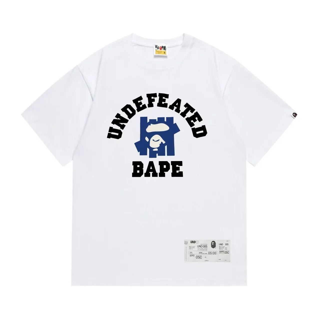 T-shirt à col rond A Bathing Ape UNDEFEATED x BAPE imprimé graphique noir et vert armée 3