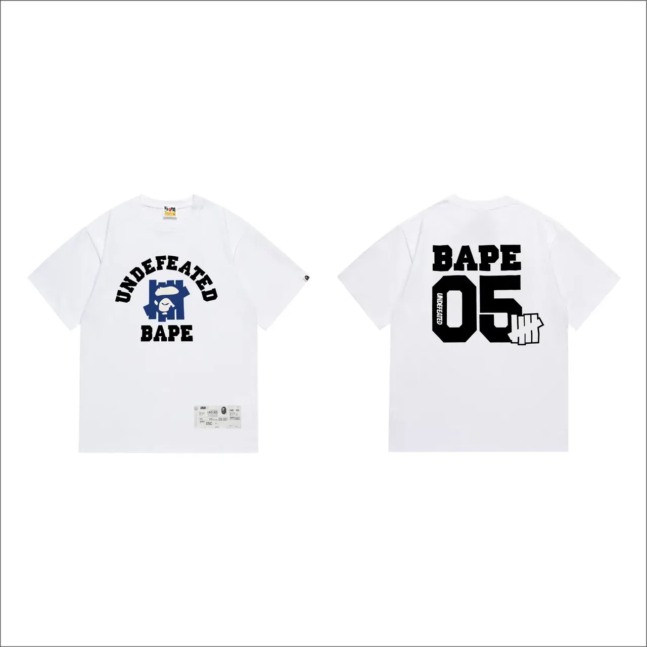 T-shirt à col rond A Bathing Ape UNDEFEATED x BAPE imprimé graphique noir et vert armée 7