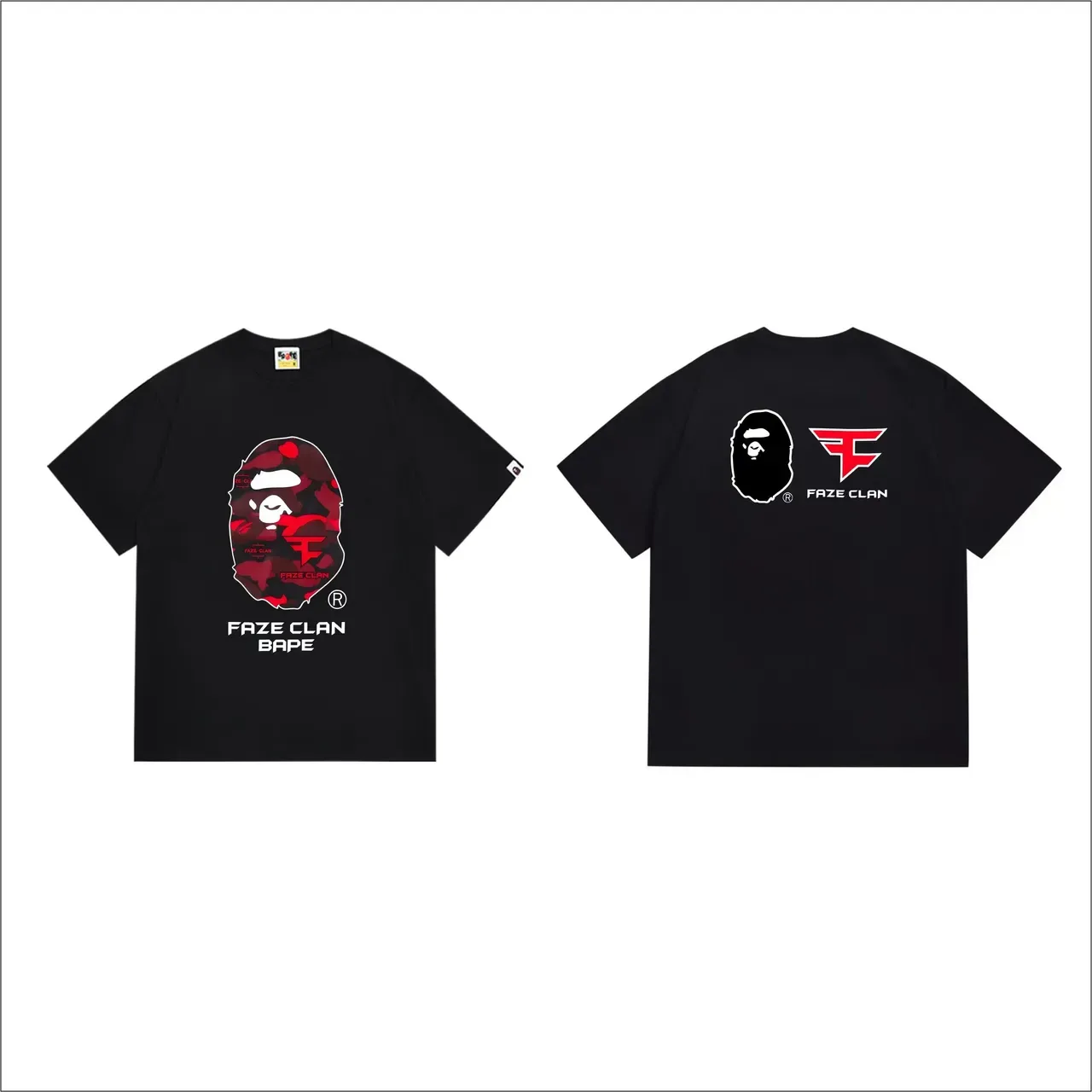 Camiseta negra con estampado gráfico A Bathing Ape x FaZe Clan 4