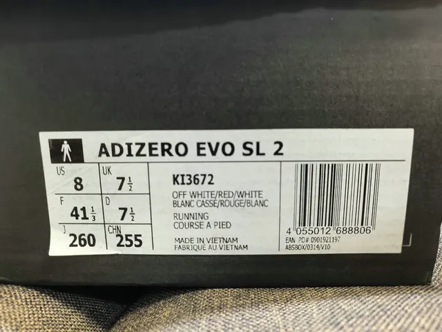 Adidas Adizero Evo SL 2 Off-White and Red Tênis de corrida 2