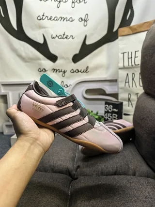 Adidas Beige Black Laceless Velcro Strap Three-Stripe Side Panel Lifestyle Sneakers 5