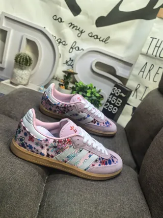 Adidas Beige Marron Tissu Tissé Partie Supérieure Cuir Surimpressions Sneakers Lifestyle 9