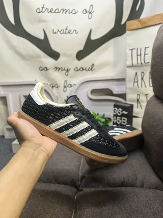 Adidas Beige Marron Tissu Tissé Partie Supérieure Cuir Surimpressions Sneakers Lifestyle 15