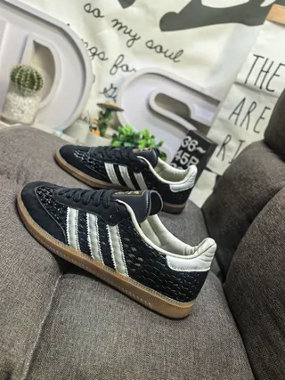 Adidas Beige Marron Tissu Tissé Partie Supérieure Cuir Surimpressions Sneakers Lifestyle 17