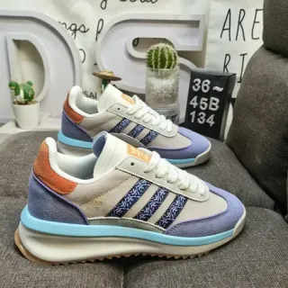 Adidas Beige Purple Retro Runner سيلويت متعدد الطبقات سويد ونسيج علوي أسلوب الحياة أحذية رياضية