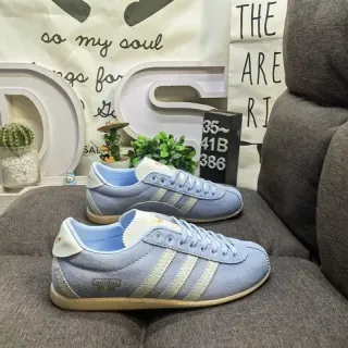 Adidas أزرق بيج سويد علوي ثلاث شرائط لوح جانبي أسلوب حياة حذاء رياضي